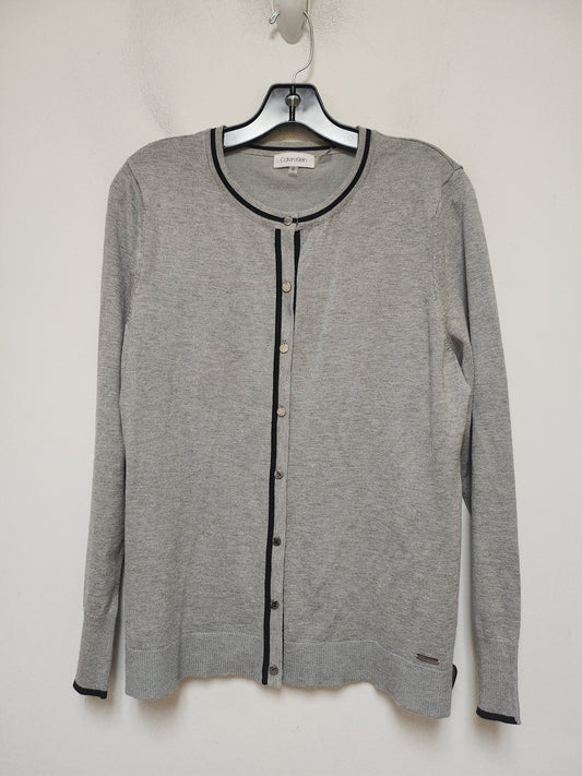 Sweater Cardigan By Calvin Klein In Grey, Size: M