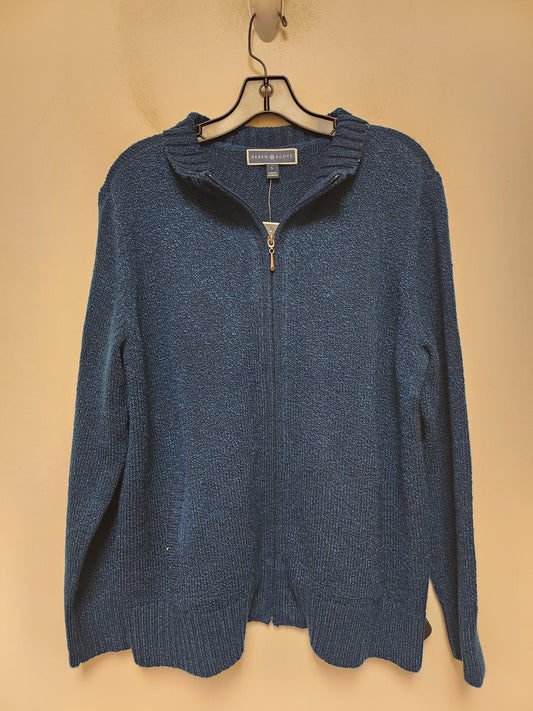 Sweater Cardigan By Karen Scott In Teal, Size: L