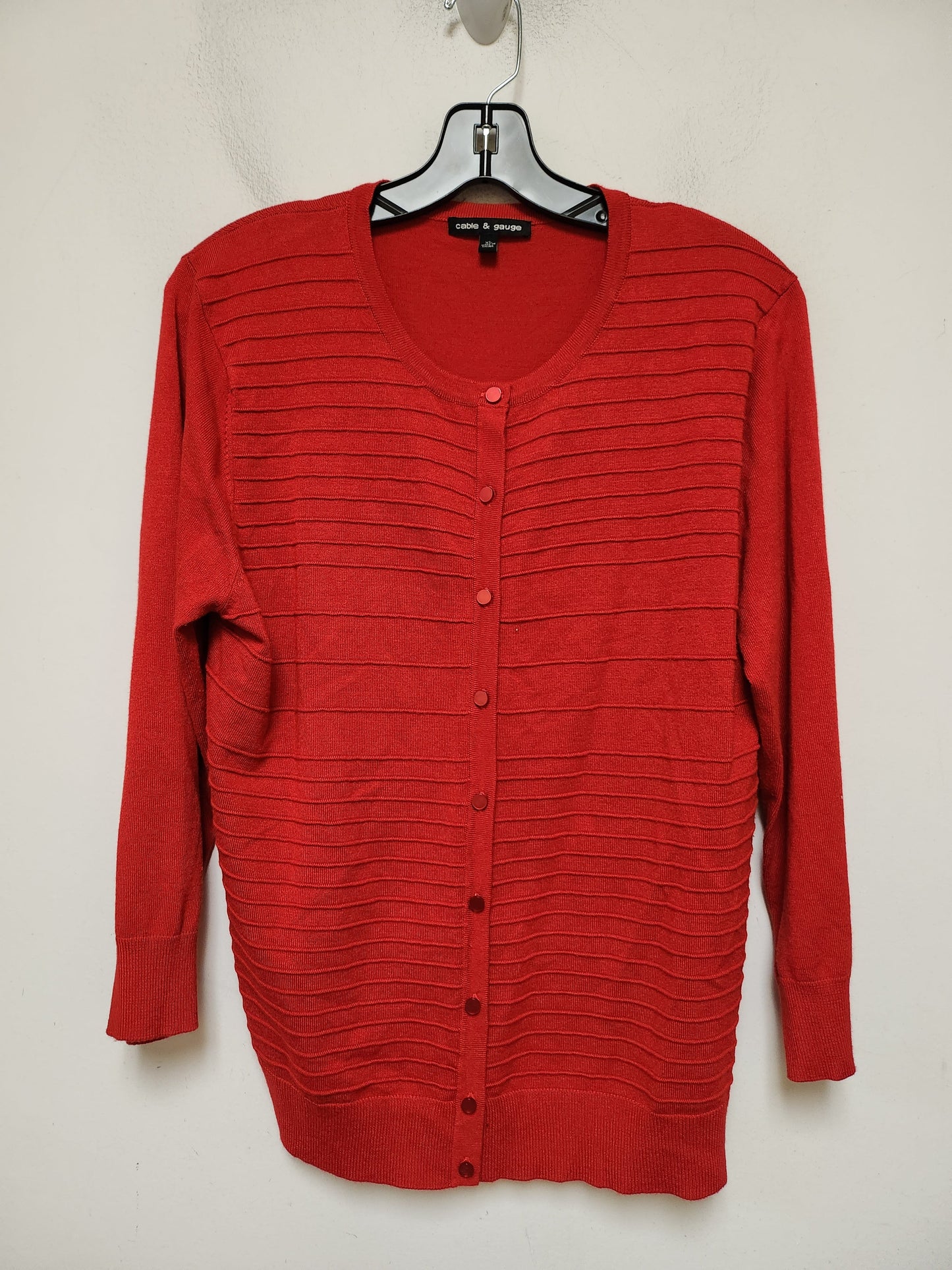 Sweater Cardigan By Cable And Gauge In Red, Size: Xl