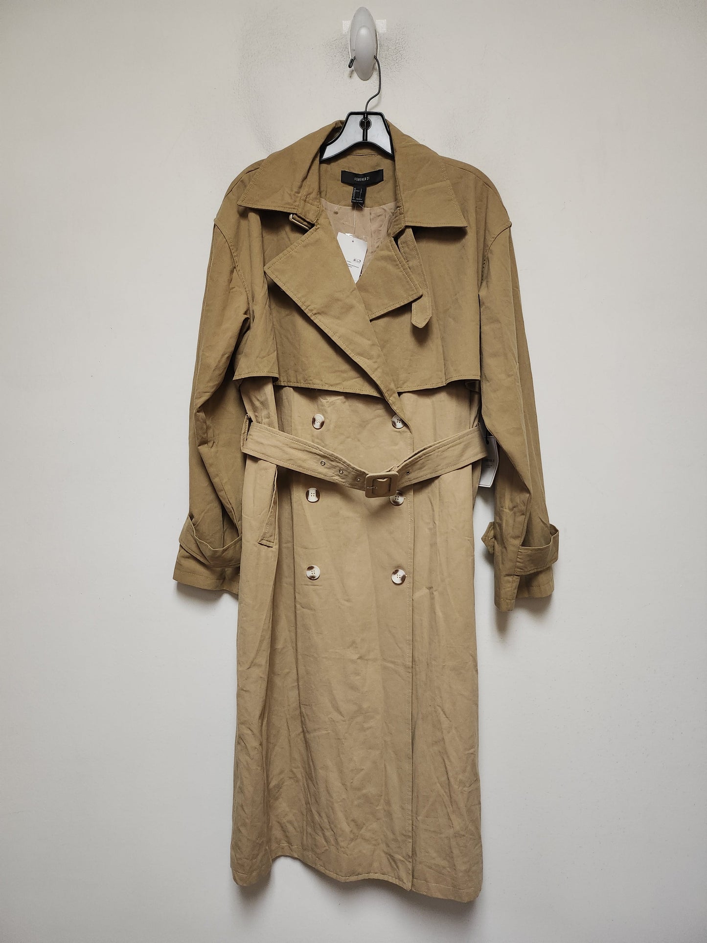 Coat Trench Coat By Forever 21 In Tan, Size: L