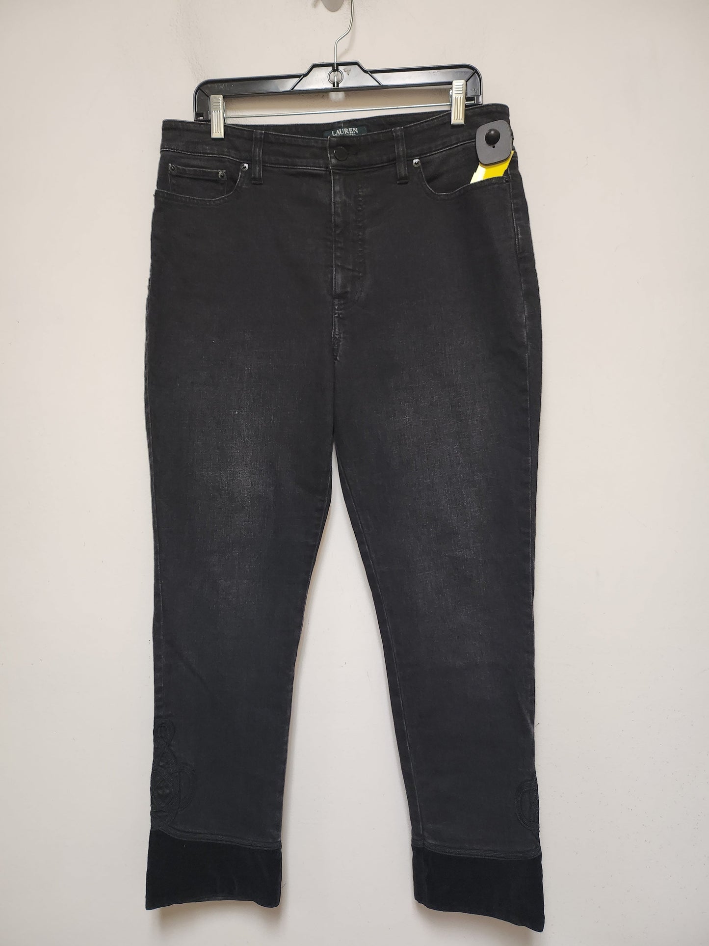 Jeans Straight By Lauren By Ralph Lauren In Black Denim, Size: 12