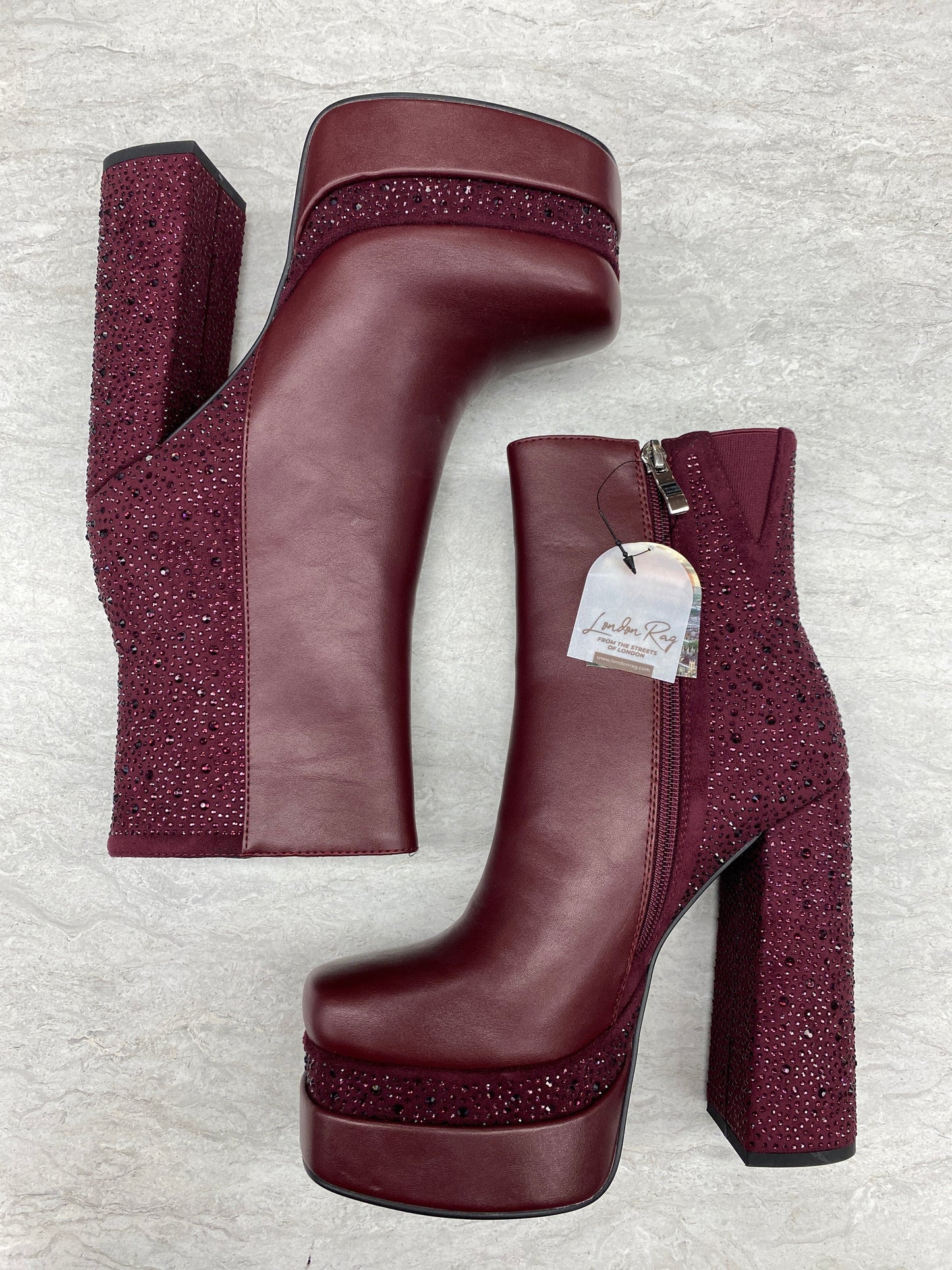 Boots Ankle Heels By Clothes Mentor In Maroon, Size: 7