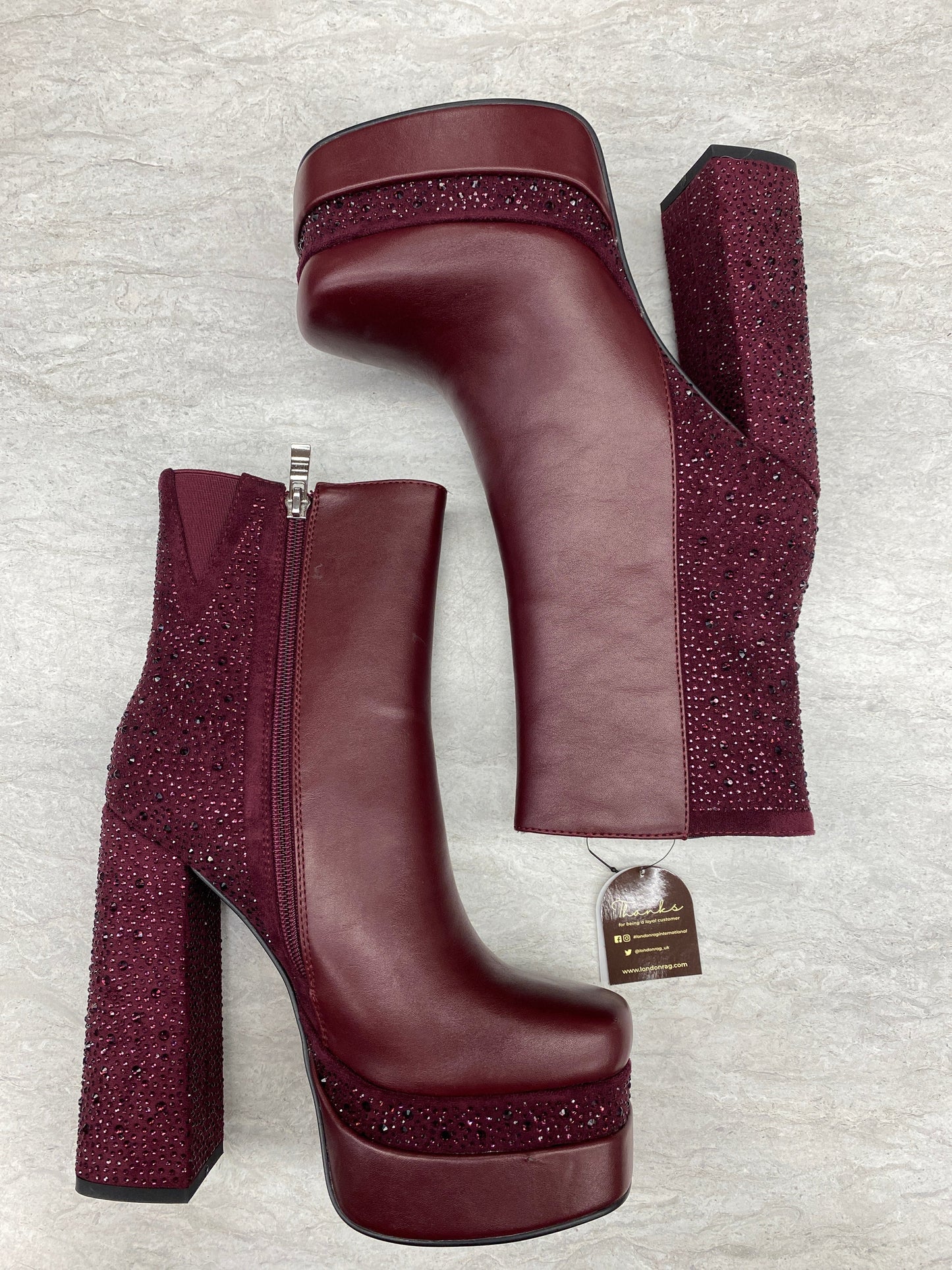 Boots Ankle Heels By Clothes Mentor In Maroon, Size: 7