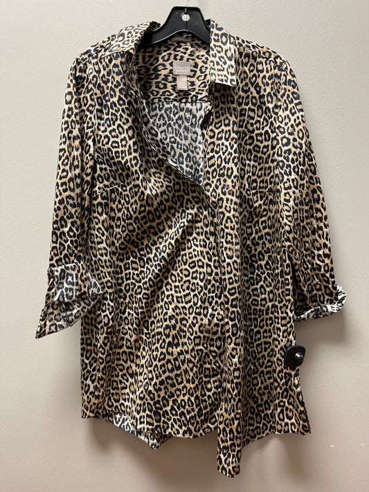 Top Long Sleeve By Chicos In Animal Print, Size: M