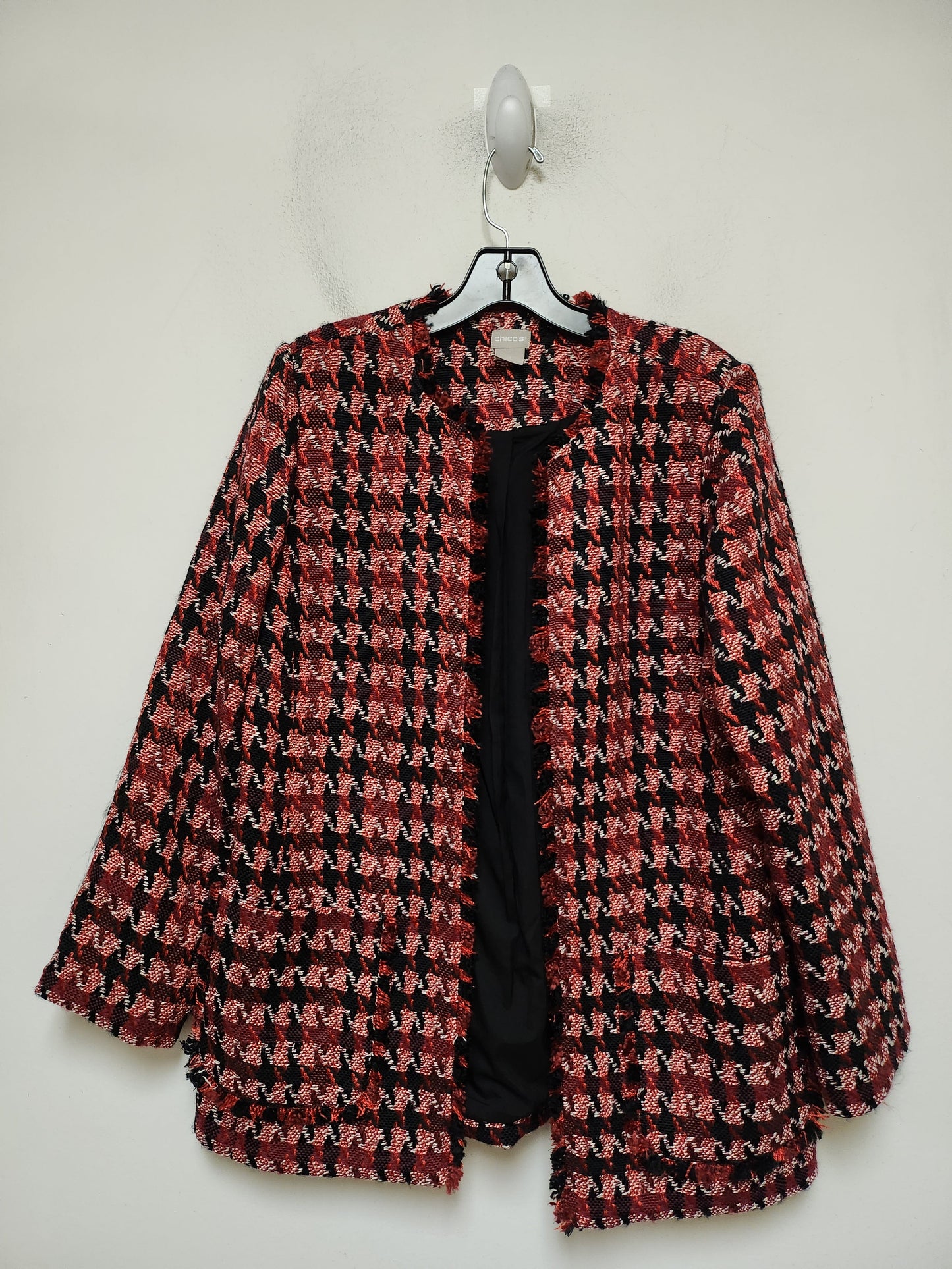 Blazer By Chicos In Plaid Pattern, Size: M