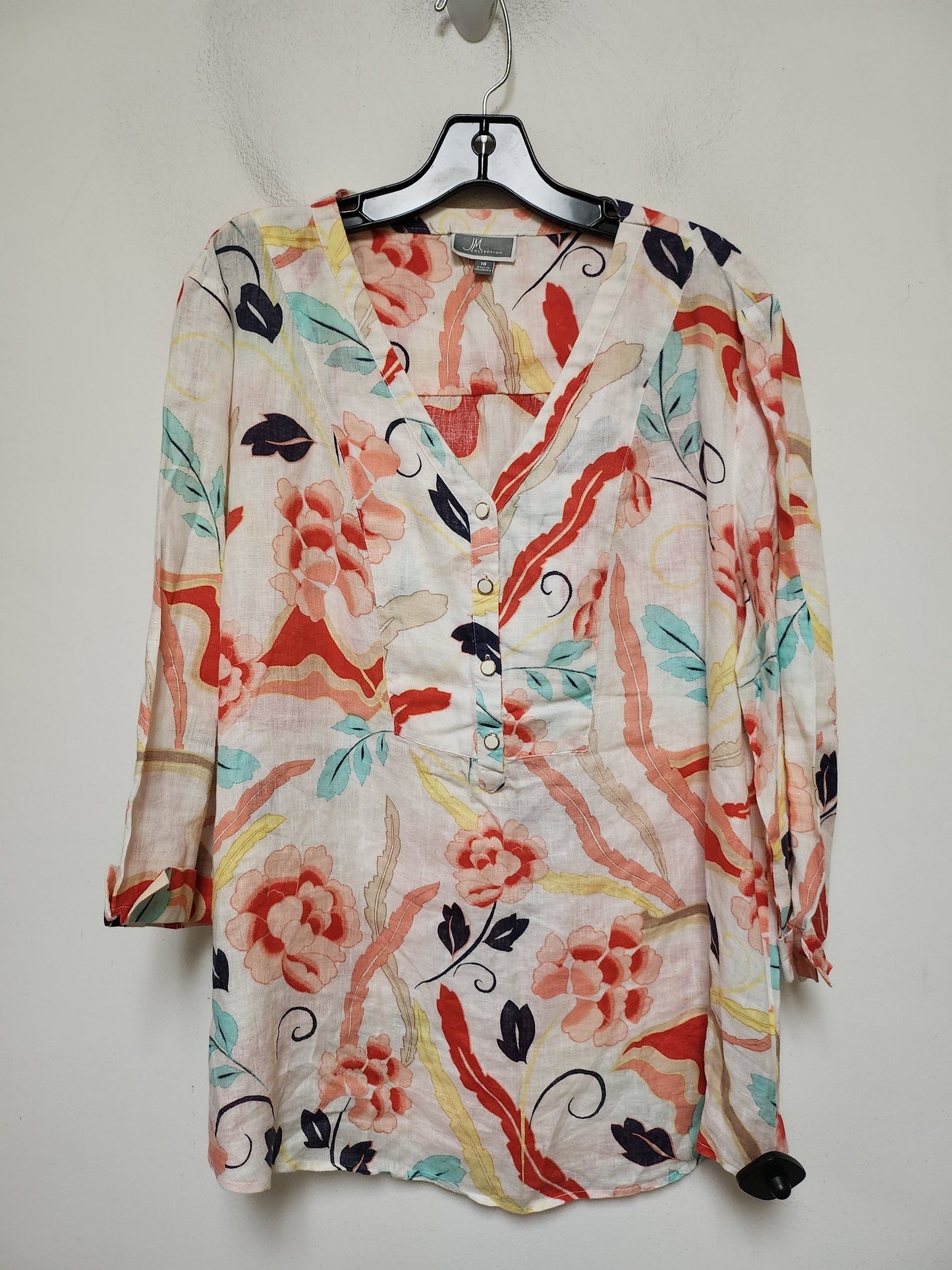 Top Long Sleeve By Jm Collections In Floral Print, Size: 2x