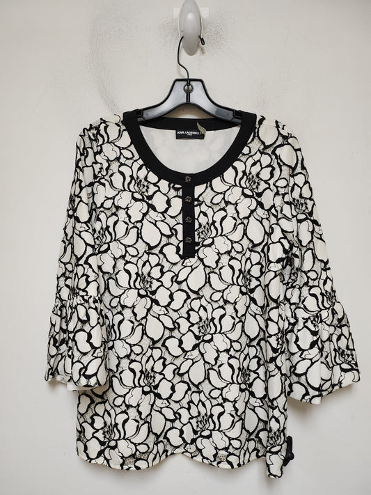 Top Long Sleeve By Karl Lagerfeld In Black & White, Size: S