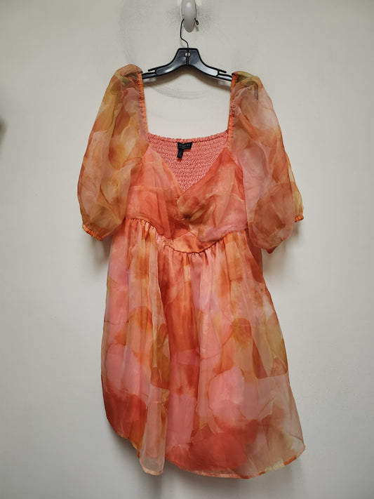 Dress Casual Short By Eloquii In Orange & Pink, Size: 2x