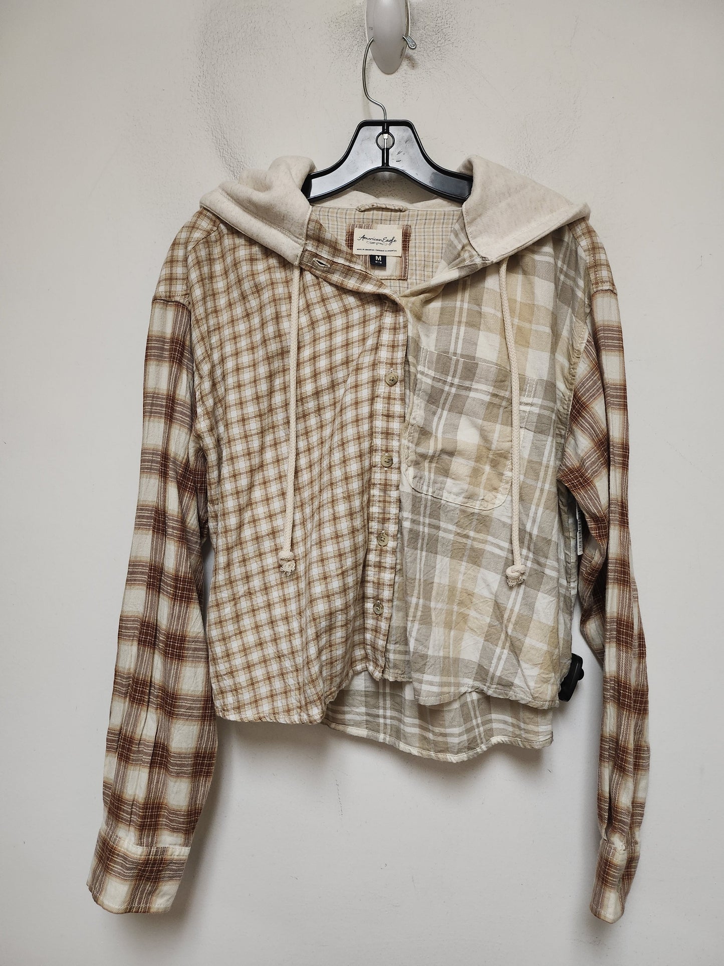 Top Long Sleeve By American Eagle In Plaid Pattern, Size: M