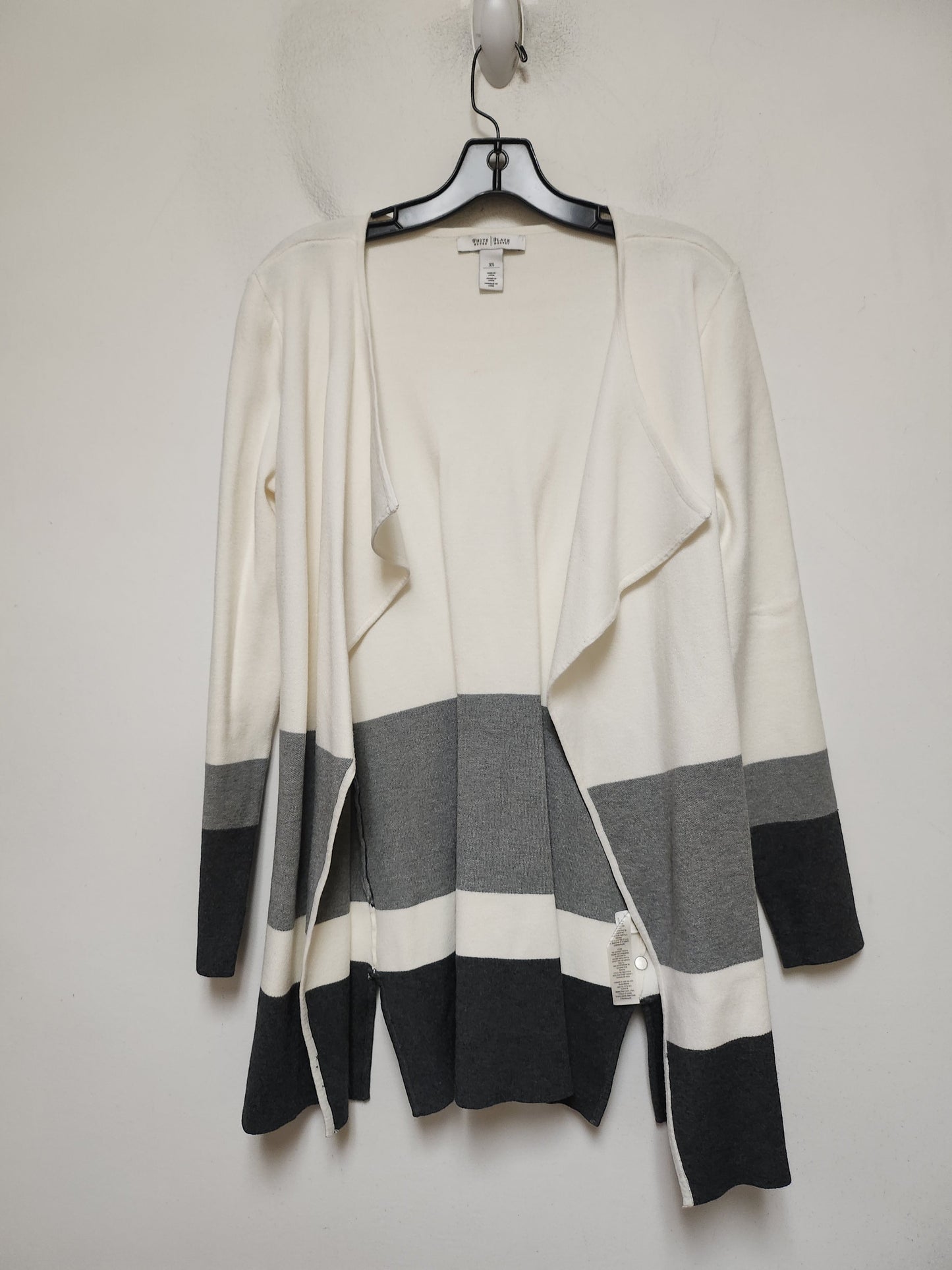 Sweater Cardigan By White House Black Market In Cream & Grey, Size: Xs