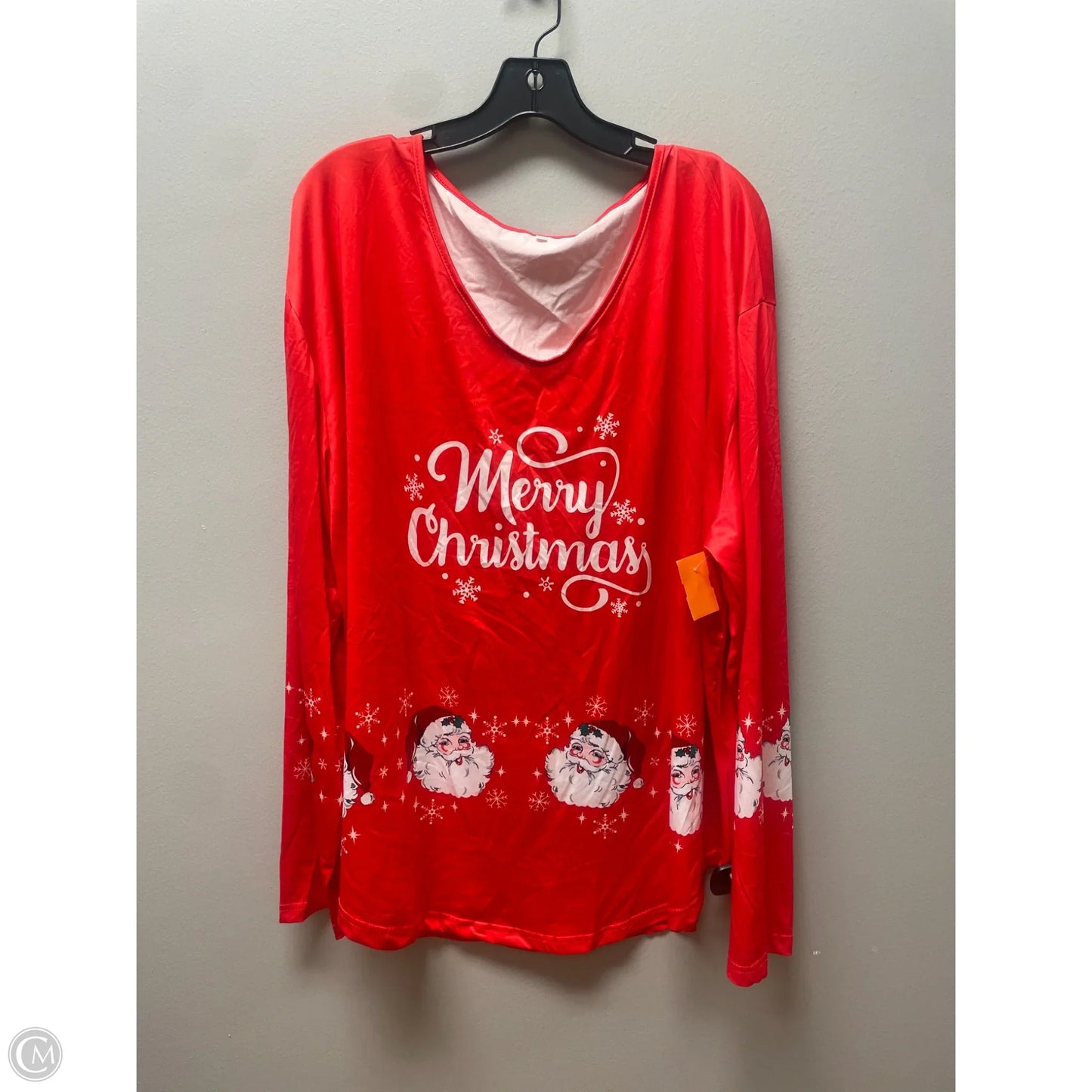 Top Long Sleeve Basic By Clothes Mentor In Red & White, Size: 5