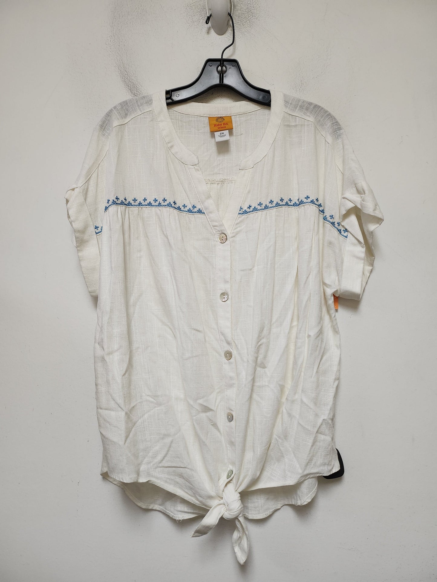 Top Short Sleeve By Ruby Rd In Cream, Size: 2x