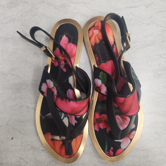 Sandals Flats By Ted Baker In Floral Print, Size: 6.5