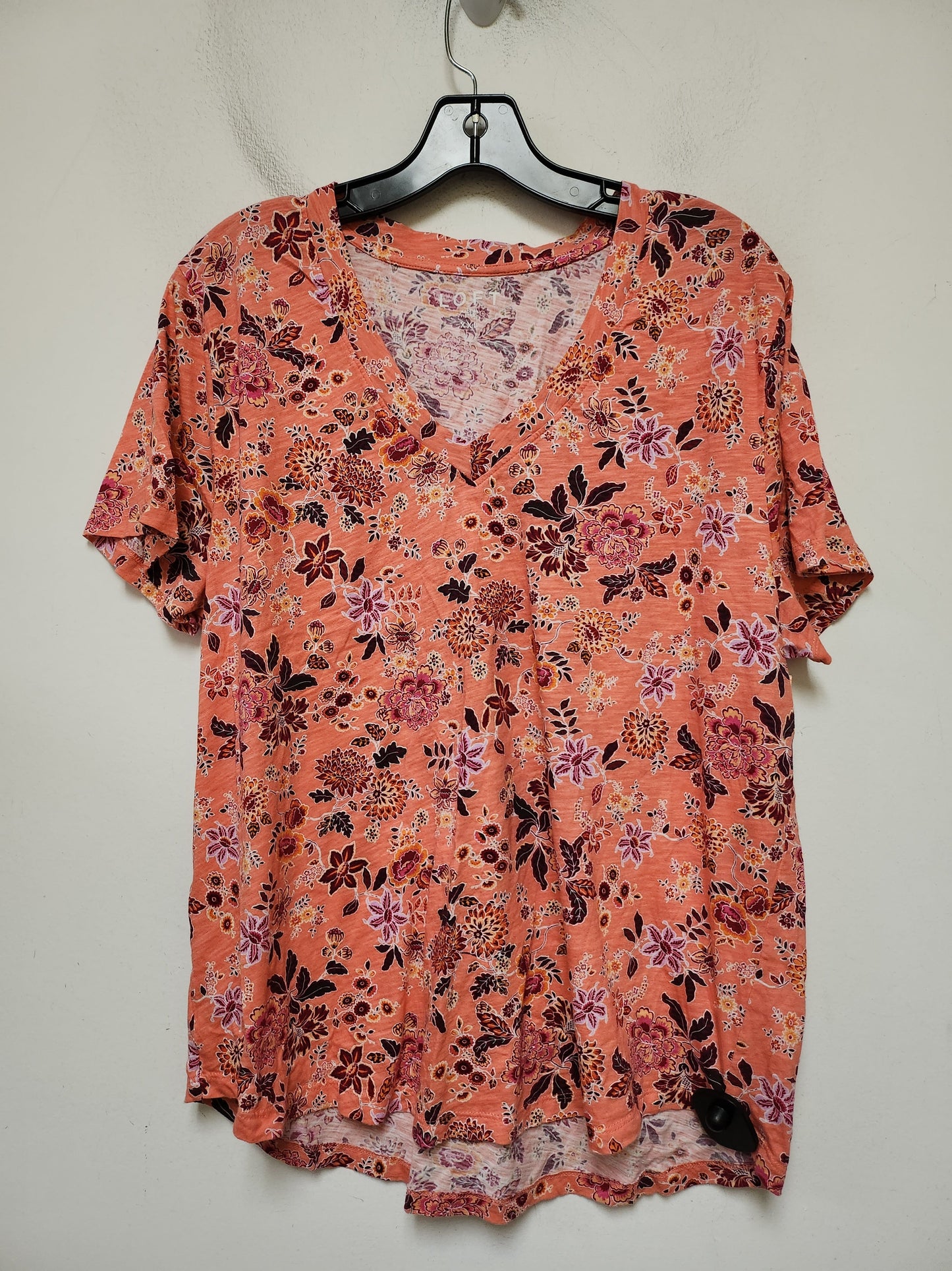 Top Short Sleeve Basic By Loft In Floral Print, Size: Xxl