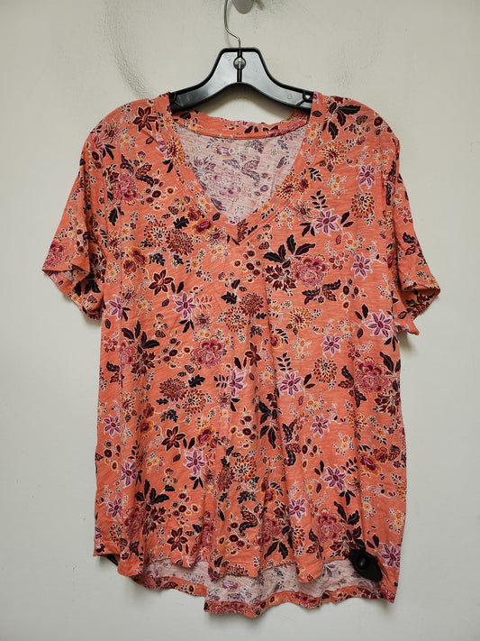 Top Short Sleeve Basic By Loft In Floral Print, Size: Xxl