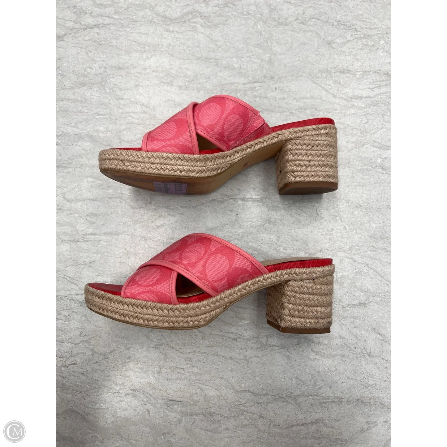 Sandals Designer By Coach In Pink & Red, Size: 7