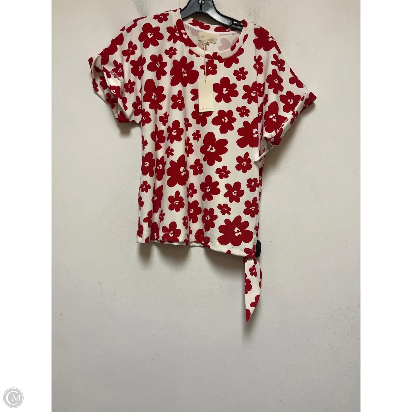Top Short Sleeve By Melloday In Red & White, Size: S