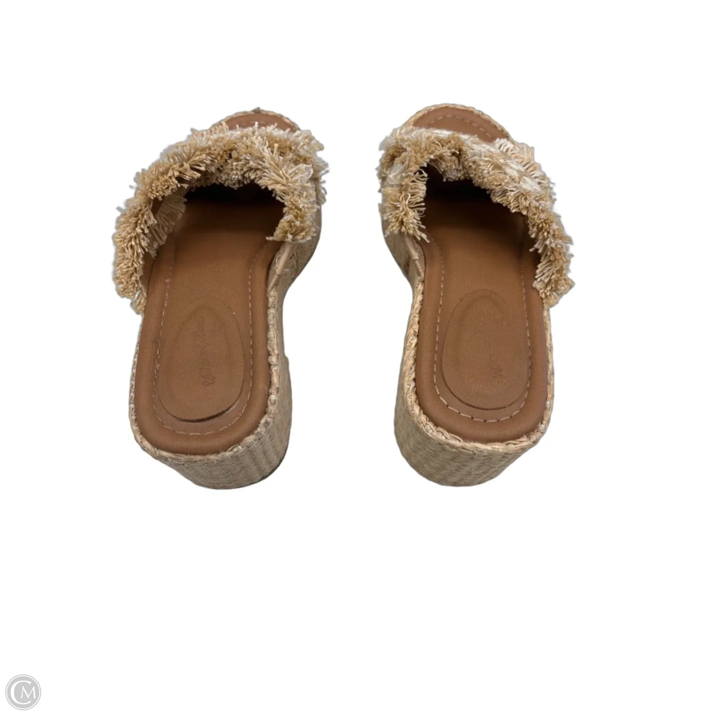 Sandals Heels Block By Universal Thread In Tan & White, Size: 6.5