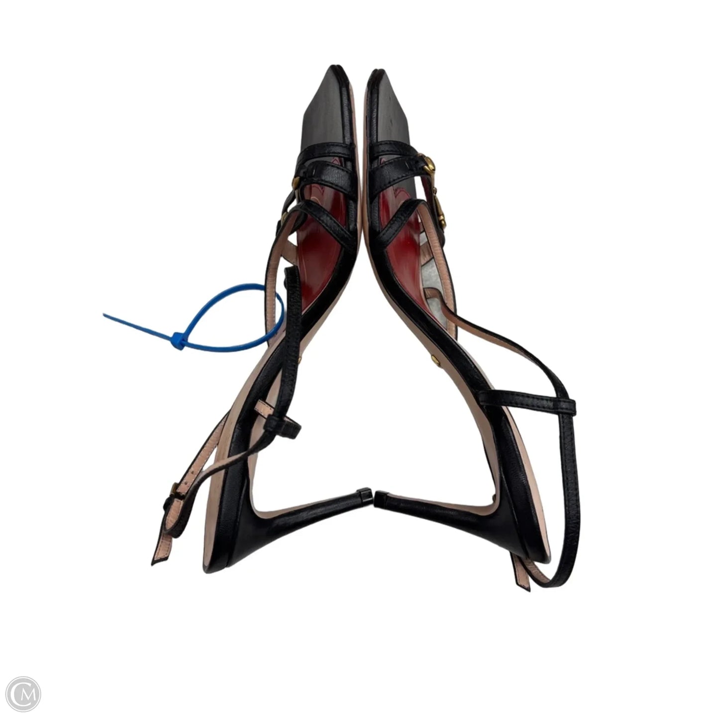 Shoes Luxury Designer By Gucci In Black & Red, Size: 6.5