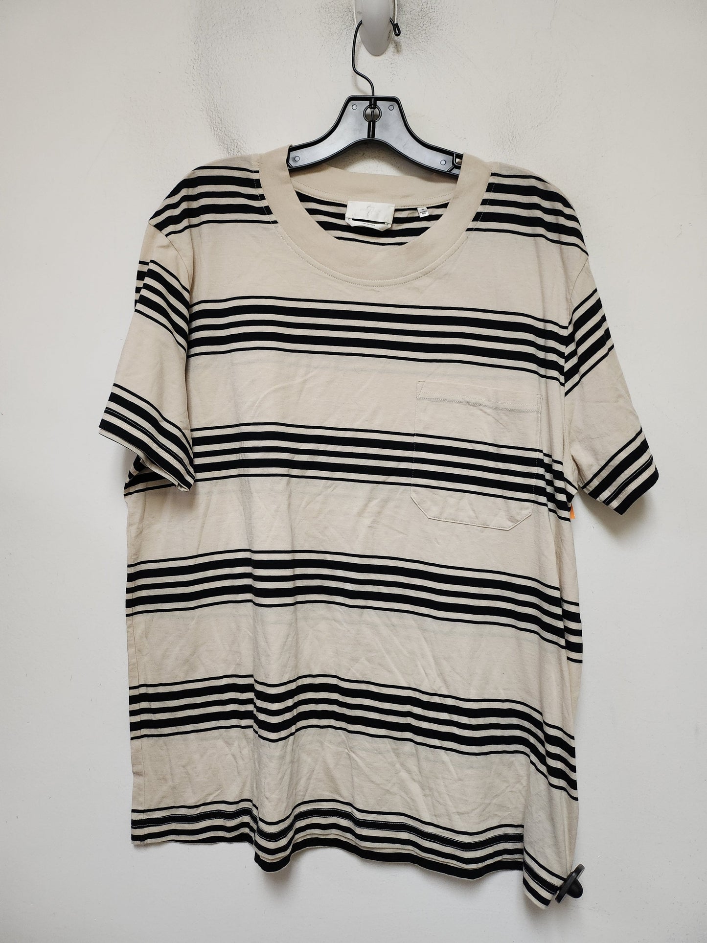 Top Short Sleeve Basic By 7 For All Mankind In Striped Pattern, Size: Xl