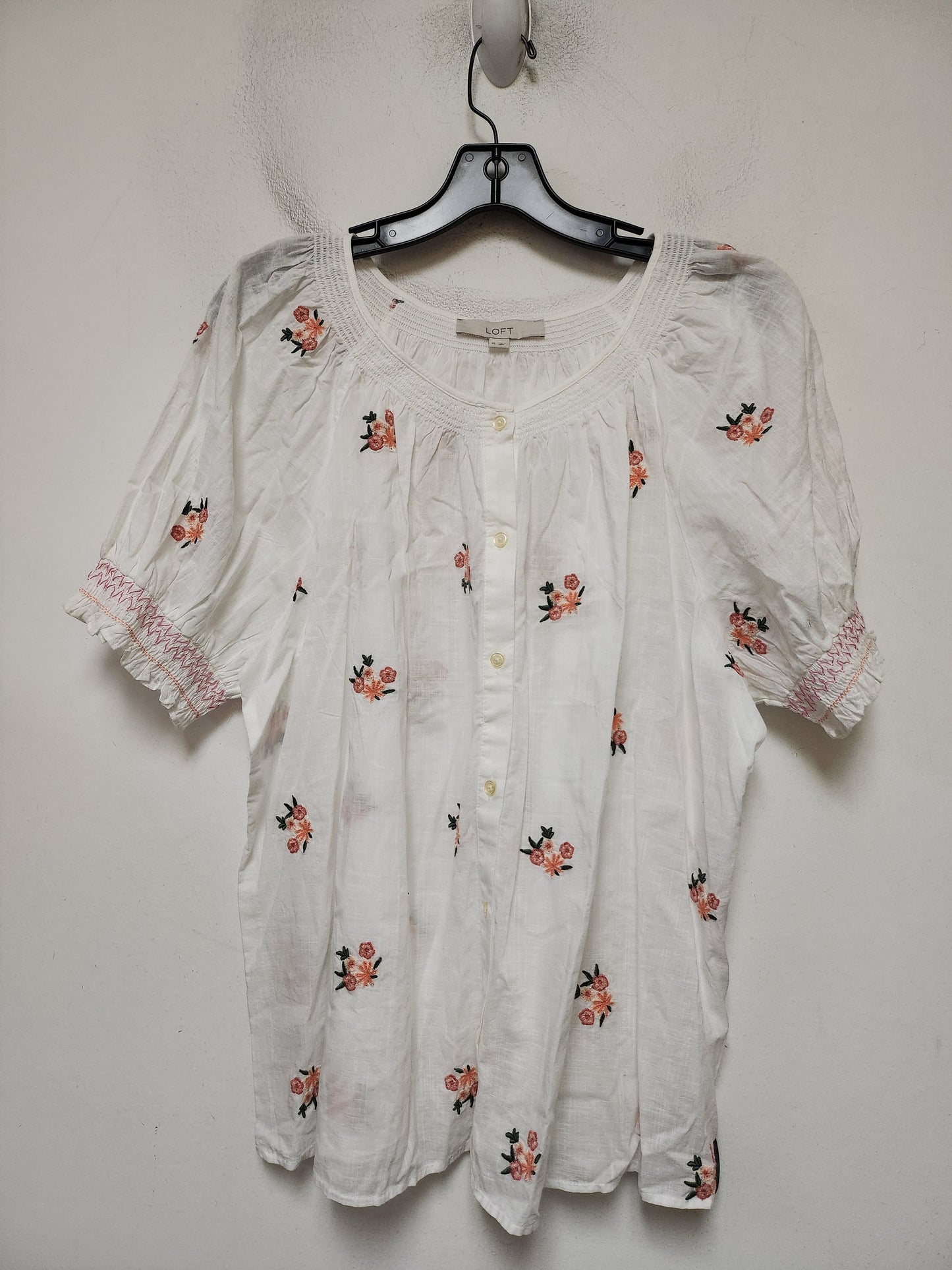 Top Short Sleeve By Loft In Floral Print, Size: Xl