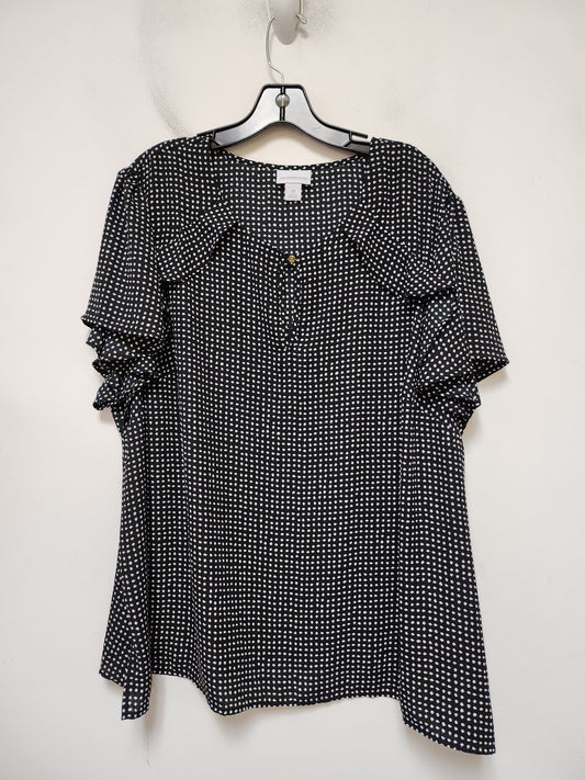 Top Short Sleeve By Liz Claiborne In Black & White, Size: 2x