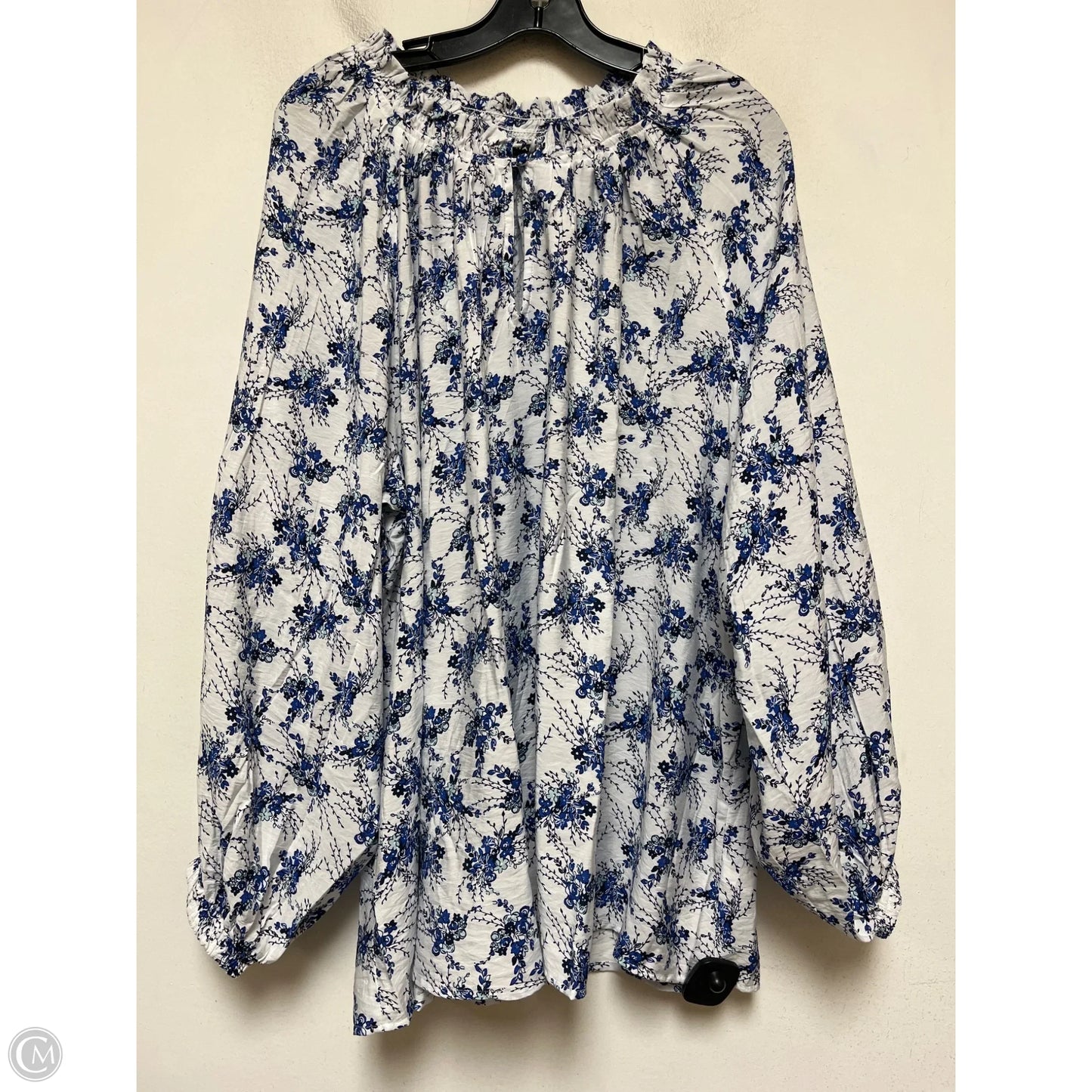Top Long Sleeve By Lane Bryant In Blue & White, Size: 3x