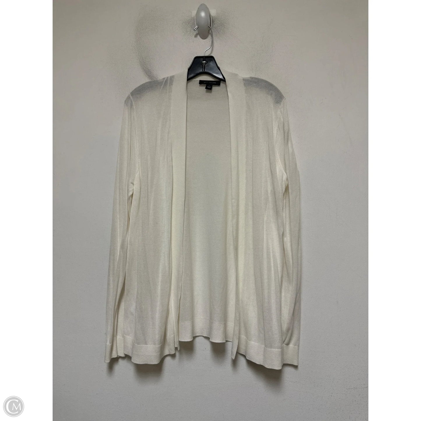 Sweater Cardigan By Ann Taylor In White, Size: L