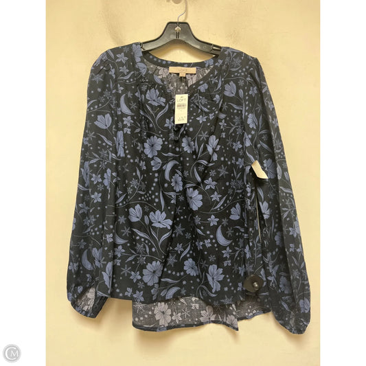Top Long Sleeve By Loft In Black & Blue, Size: L