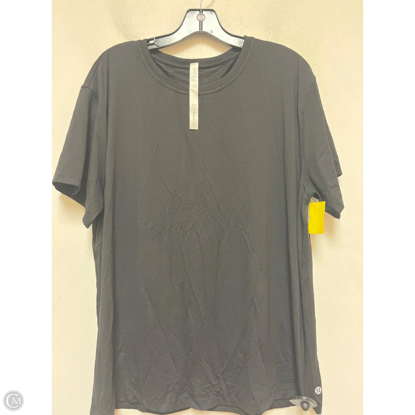 Athletic Top Short Sleeve By Lululemon In Black, Size: 10