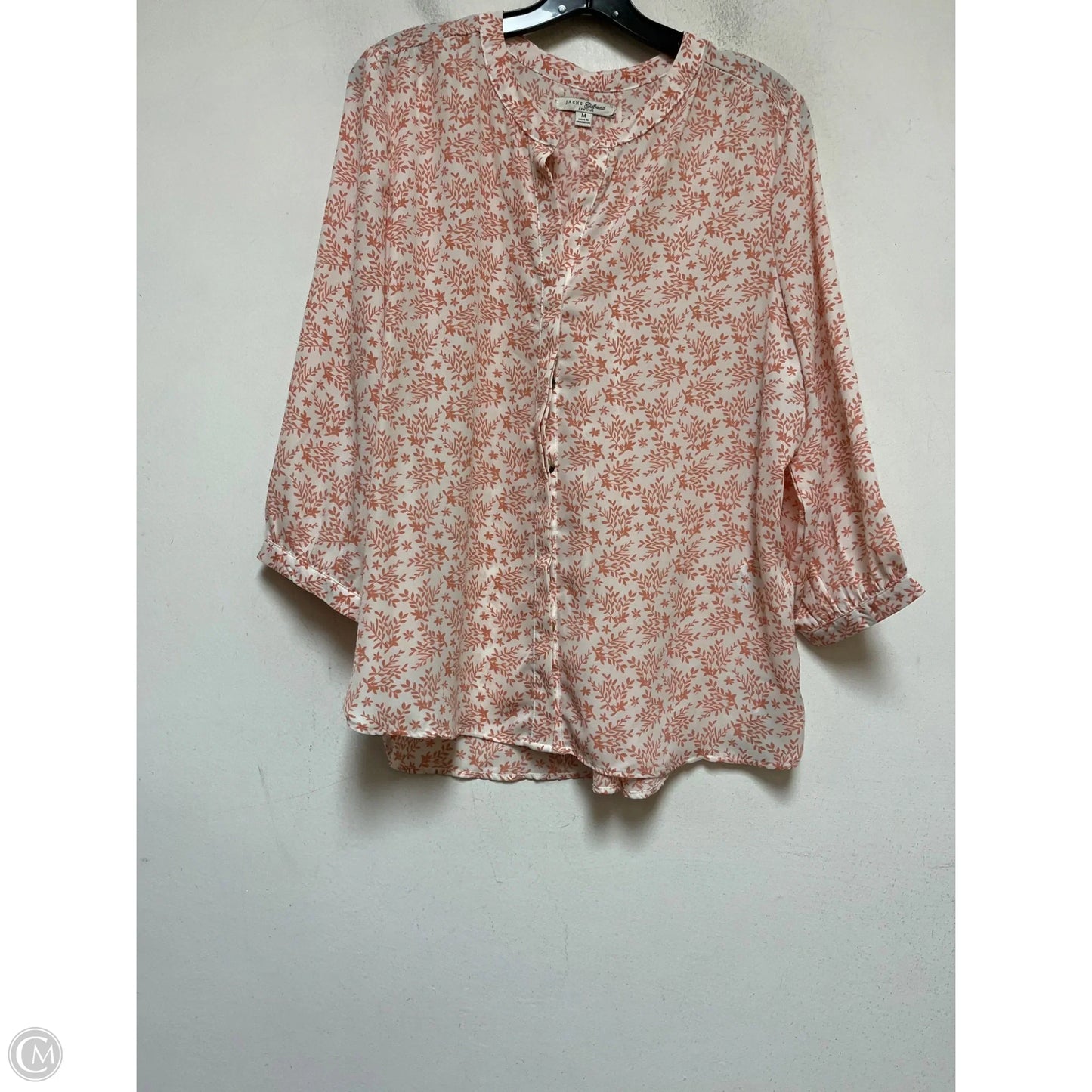 Top Long Sleeve By Jachs Girlfirend In Pink & White, Size: M