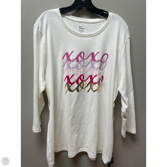 Top Long Sleeve By Kim Rogers In White, Size: Xl