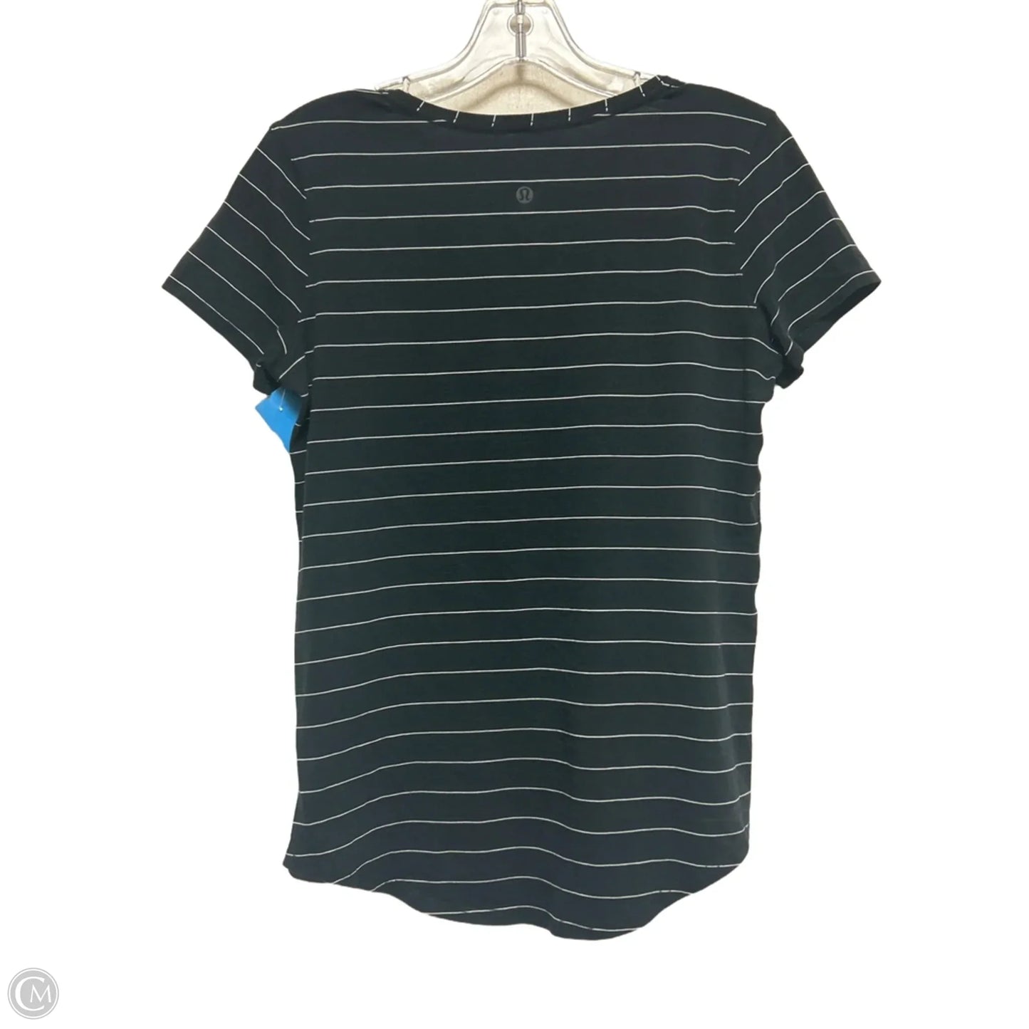 Athletic Top Short Sleeve By Lululemon In Black & White, Size: 4