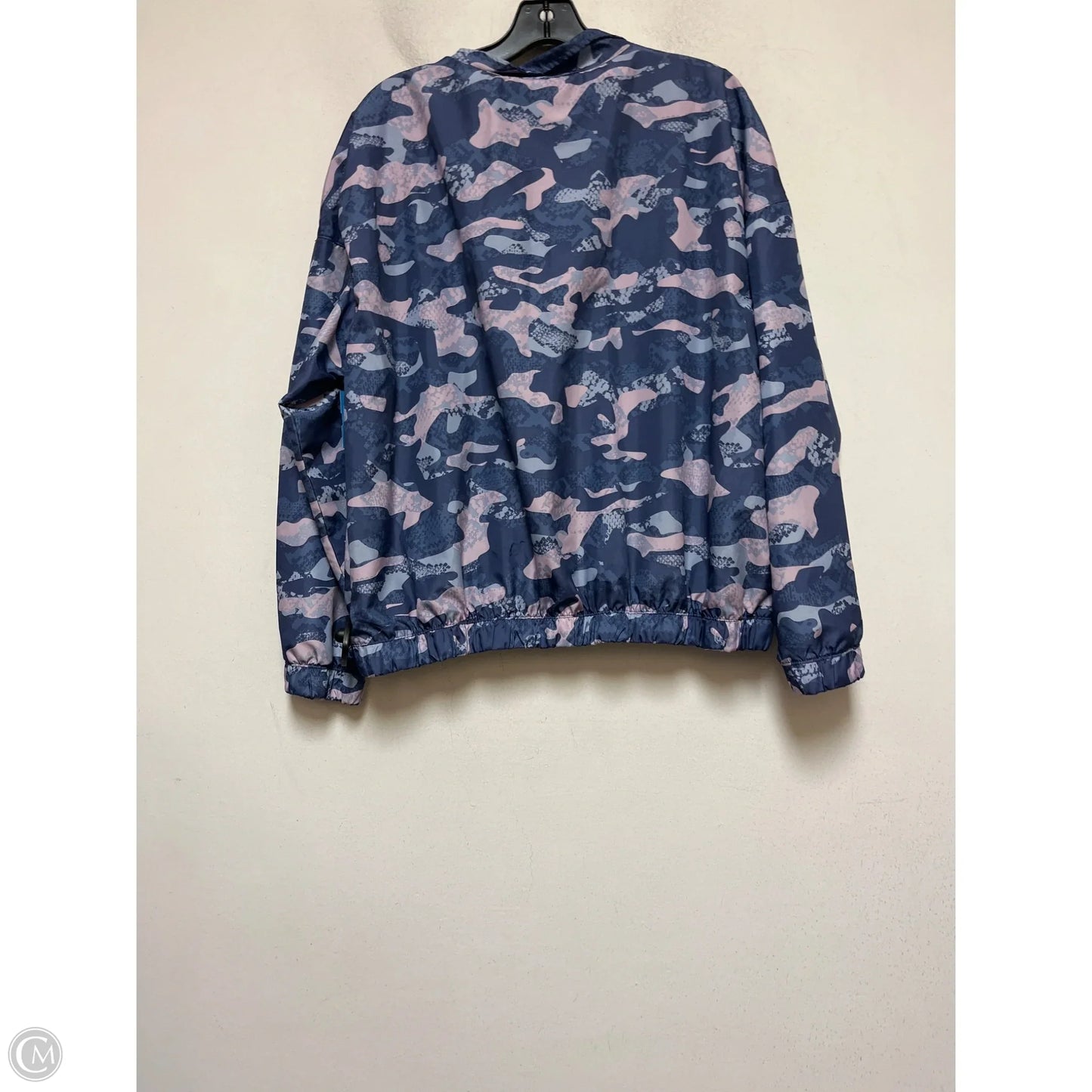 Athletic Jacket By Reebok In Blue & Pink, Size: L