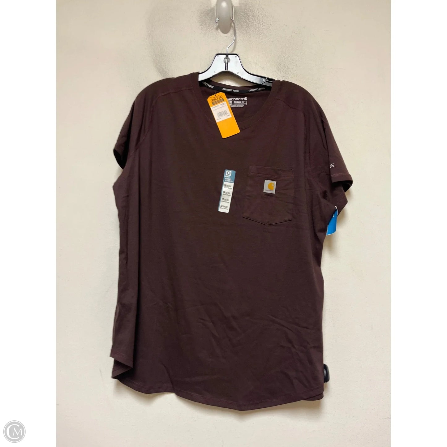 Athletic Top Short Sleeve By Carhartt In Brown, Size: Xl