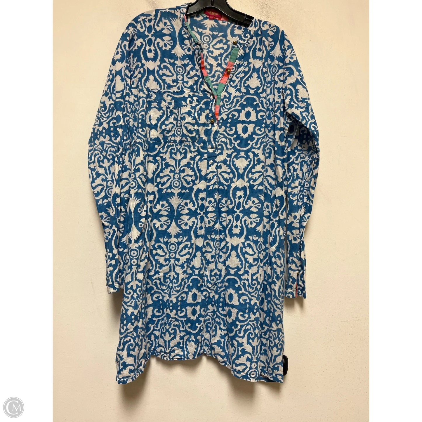 Dress Casual Short By Clothes Mentor In Blue & White, Size: Xl