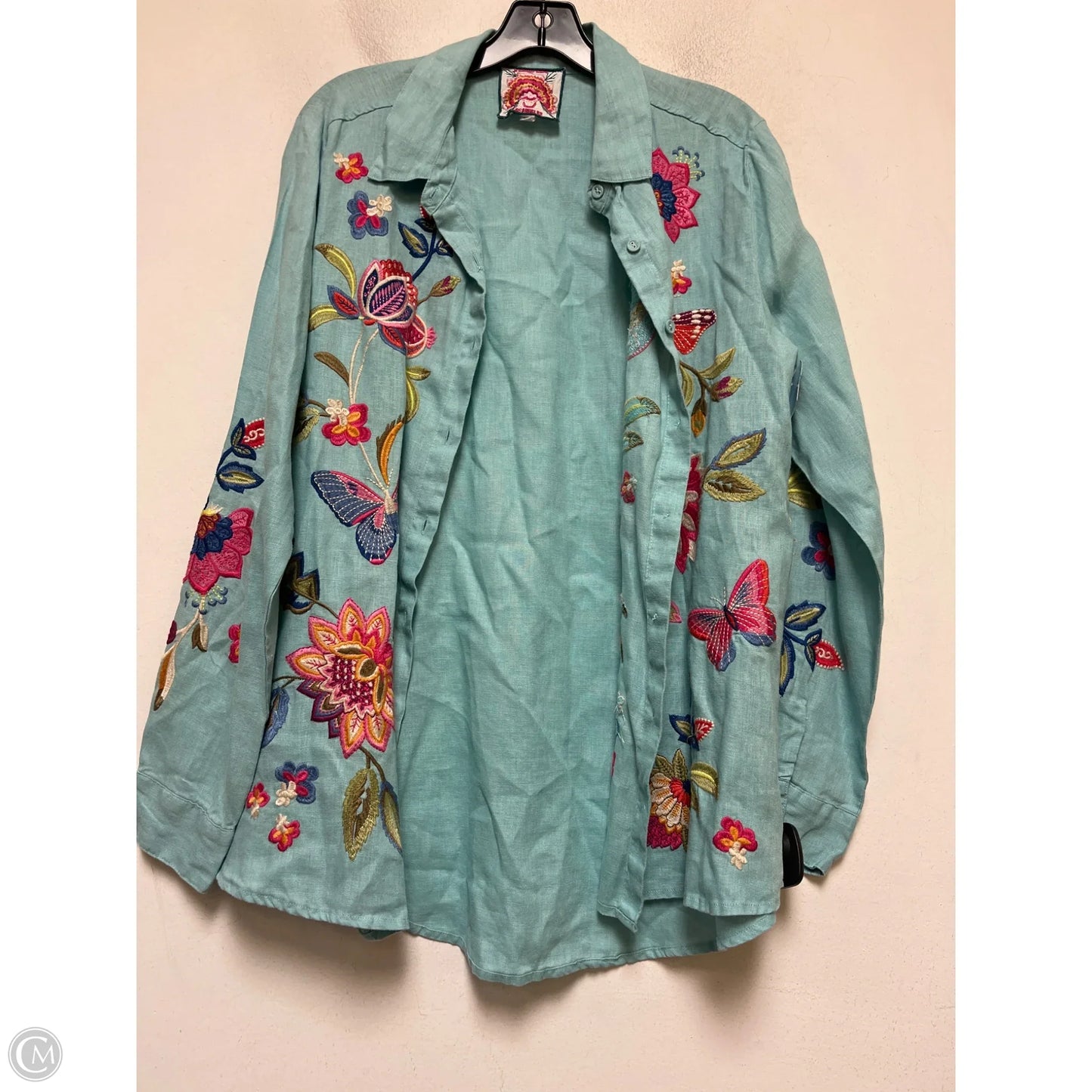 Top Long Sleeve By Johnny Was In Blue, Size: M