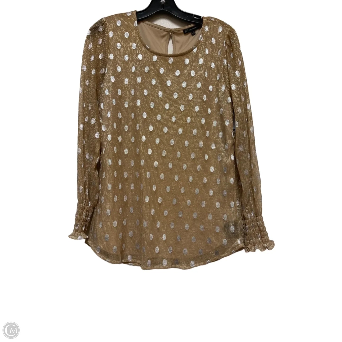 Top Long Sleeve By Adrianna Papell In Gold & Silver, Size: M