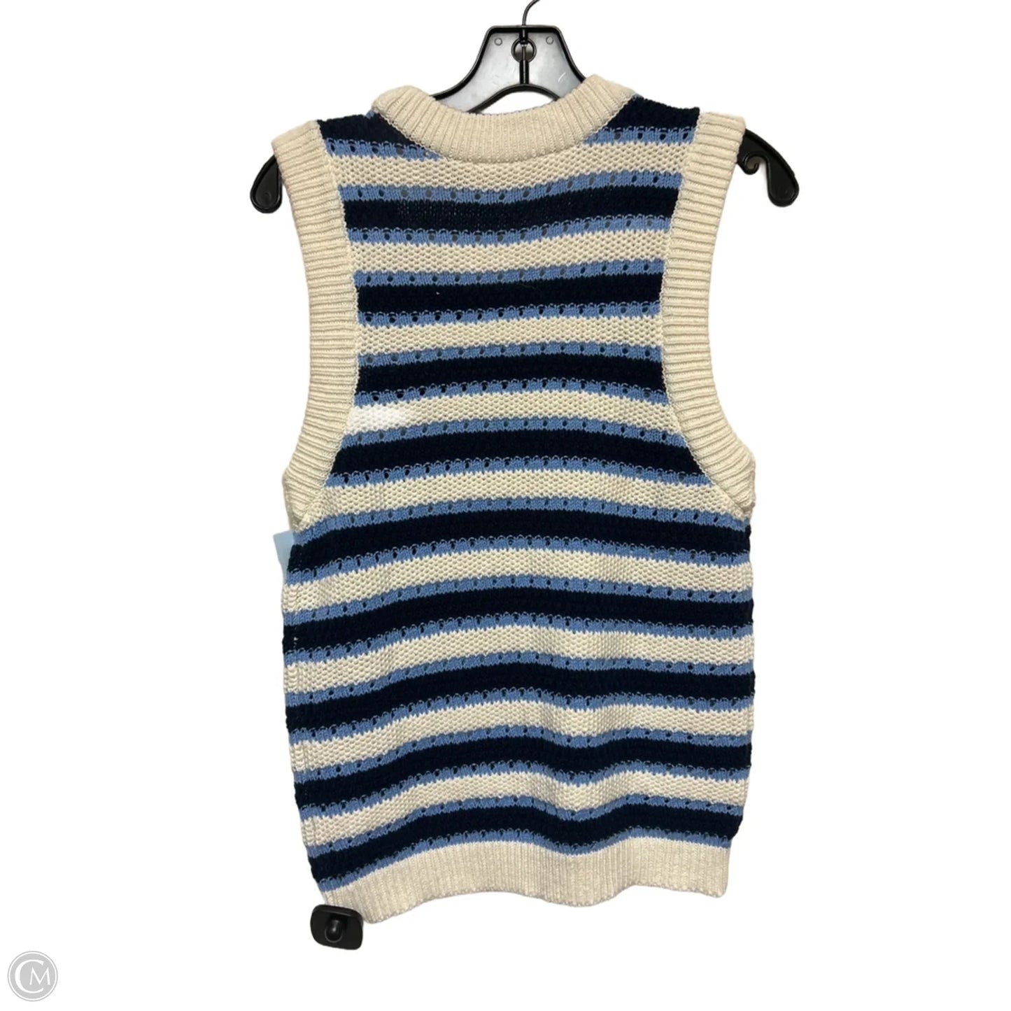 Vest Sweater By Loft In Blue & White, Size: S