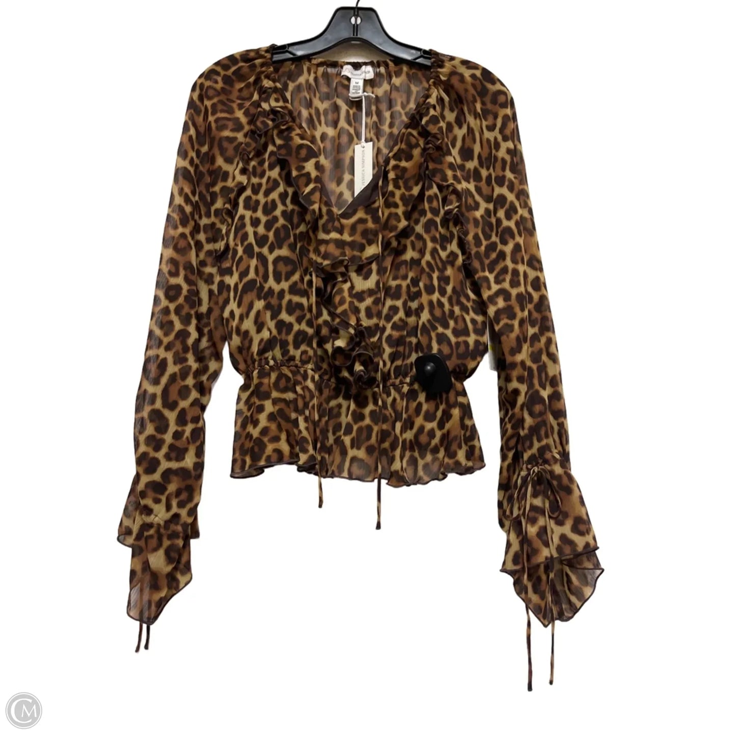 Top Long Sleeve By Jessica Simpson In Animal Print, Size: M