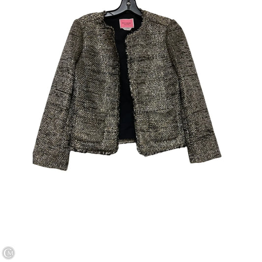 Blazer Designer By Kate Spade In Black & Gold, Size: 0