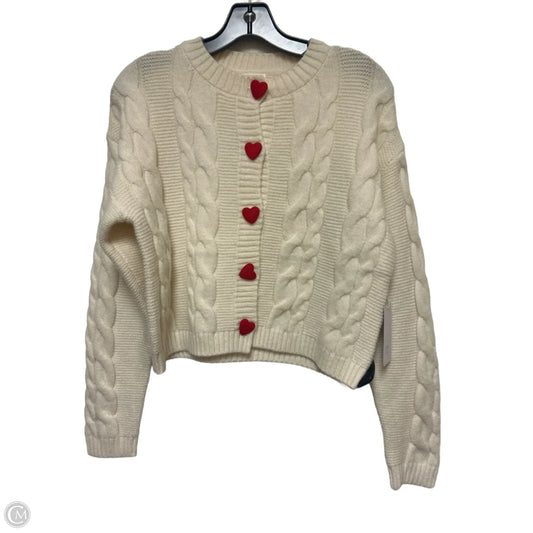 Sweater Cardigan By Clothes Mentor In Cream & Red, Size: S