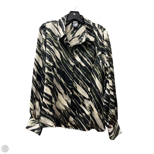 Top Long Sleeve By Dkny In Black & Tan, Size: M