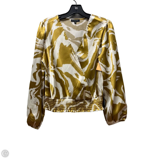 Top Long Sleeve By Pleione In Gold & White, Size: S