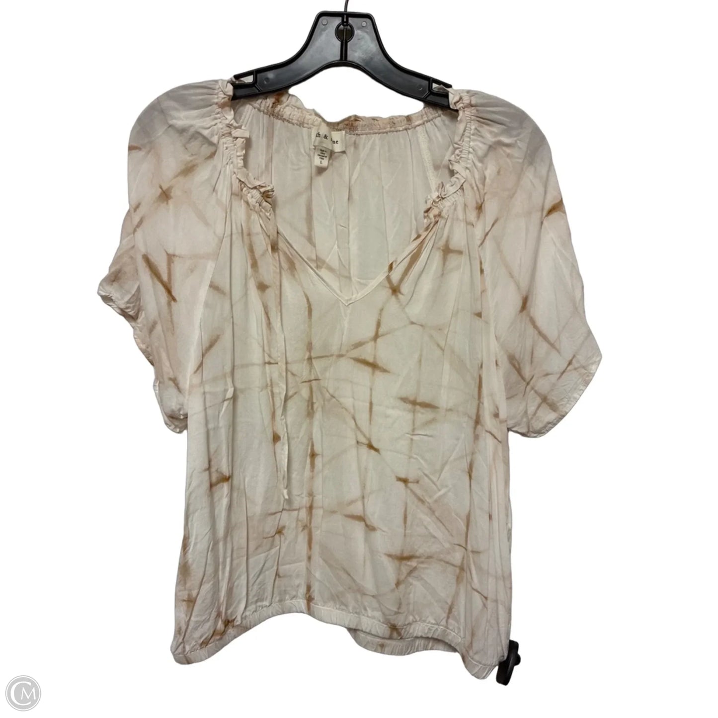 Top Short Sleeve By Cloth & Stone In Tan, Size: L