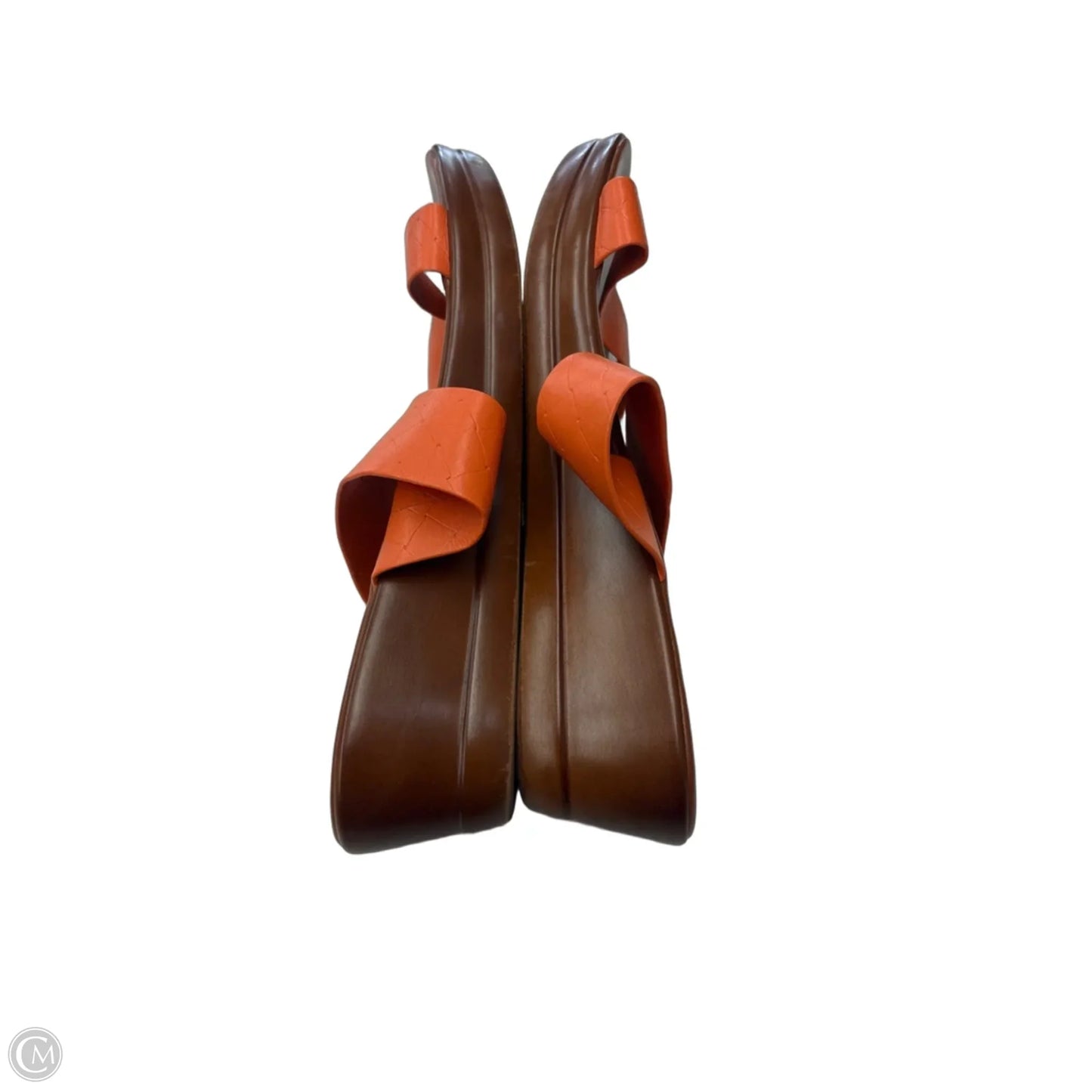 Sandals Heels Wedge By Italian Shoemakers In Orange, Size: 11