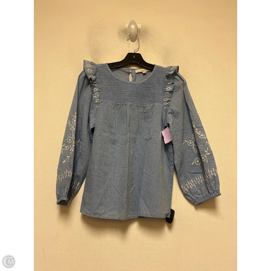 Top Short Sleeve By Loft In Blue & White, Size: Xs