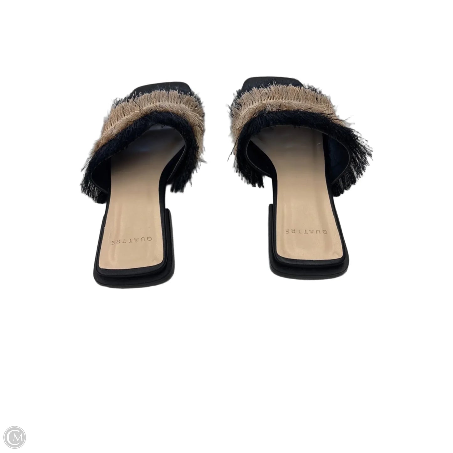 Sandals Flats By Clothes Mentor In Black & Gold, Size: 8