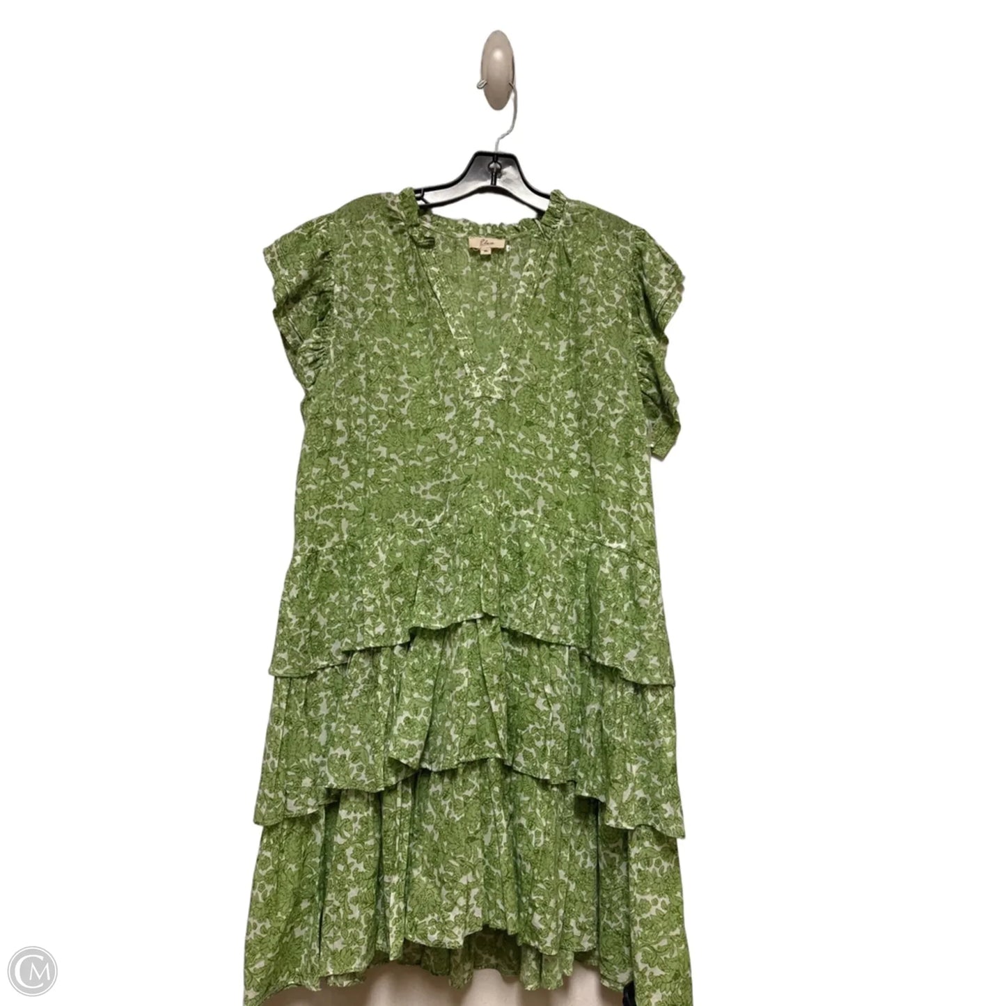 Dress Casual Short By Elan In Green & White, Size: Xl