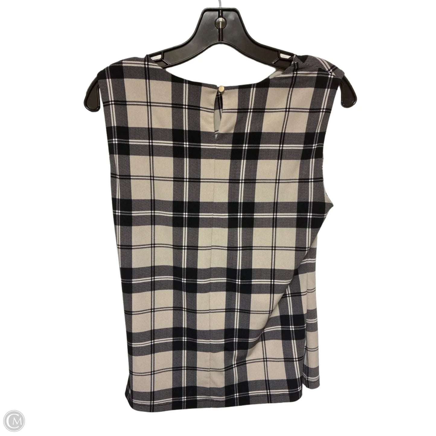 Top Sleeveless By Calvin Klein In Plaid Pattern, Size: S